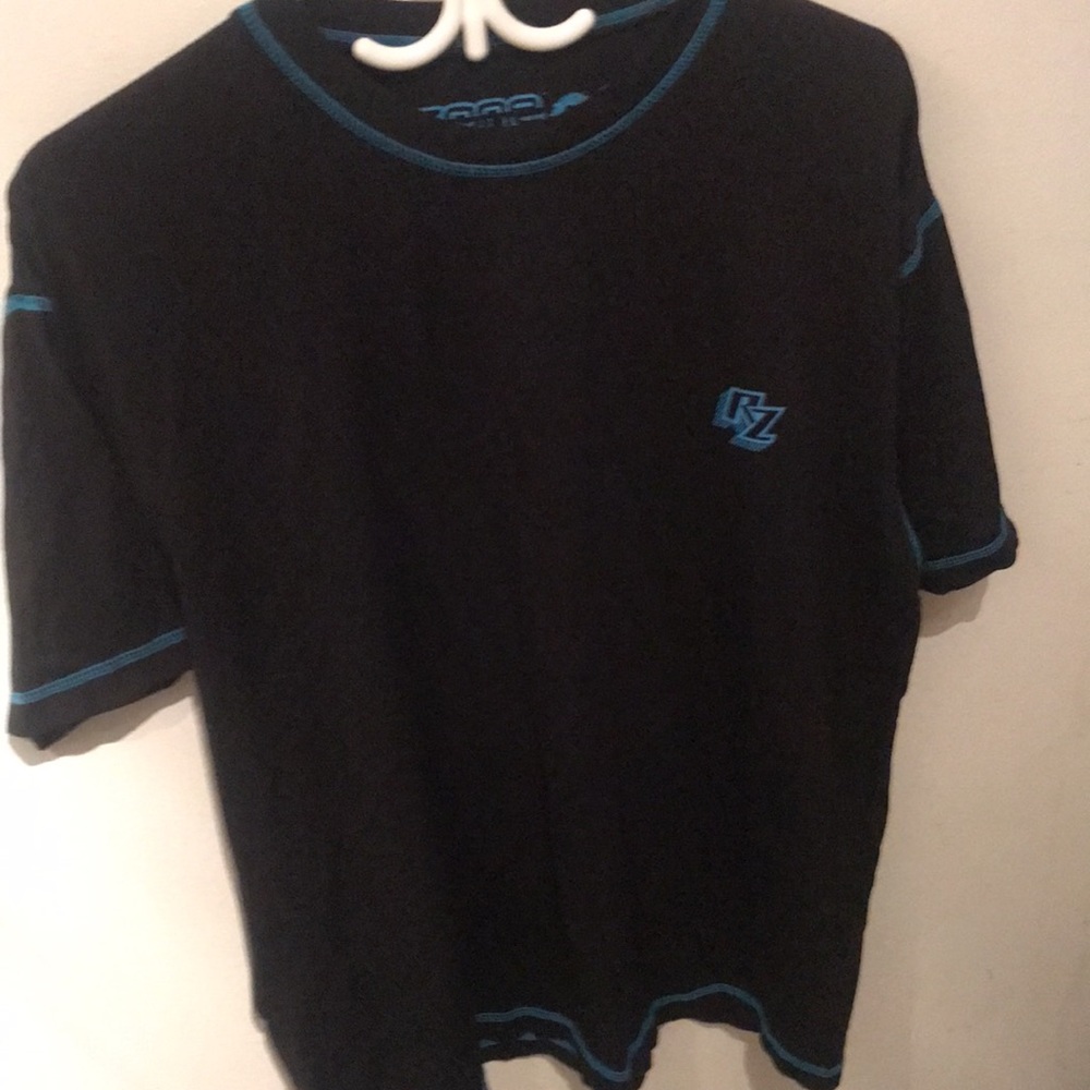 Ripzone International Boarding CO wicked black with neon blue trim athletic tee